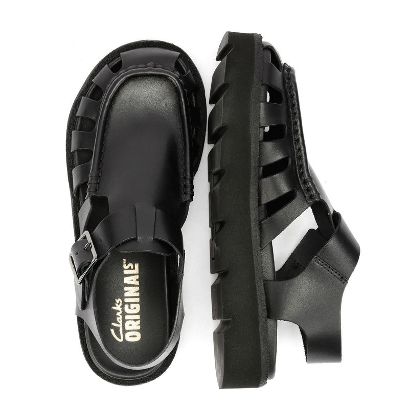 Clarks Originals Meadow Buckle Sandali Neri In Pelle Da Donna