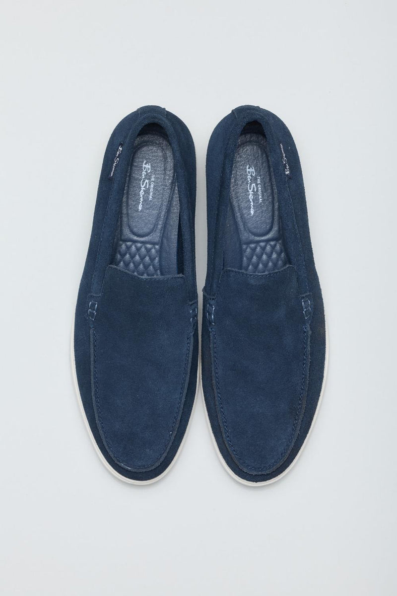 Ben Sherman Amarillo Scarpe Da Uomo Mocassino Blu In Camoscio