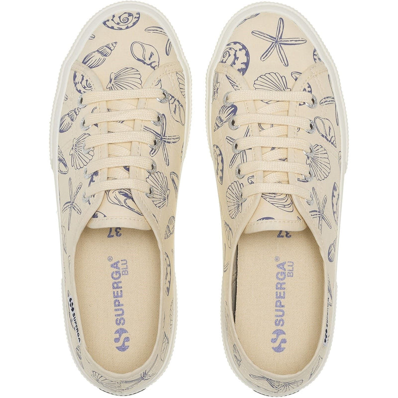 Superga 3750 Seashells Print Scarpe Da Ginnastica Beige In Cotone Da Donna
