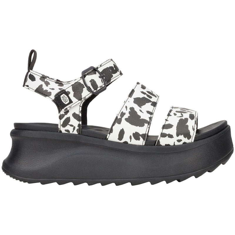 HEYDUDE Delray Buckle Animal Sandali Da Donna In Sintetico Nero/Bianco