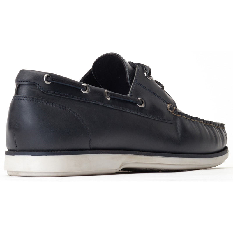 Base London Stern Scarpe Da Barca In Pelle Blu Scuro Da Uomo