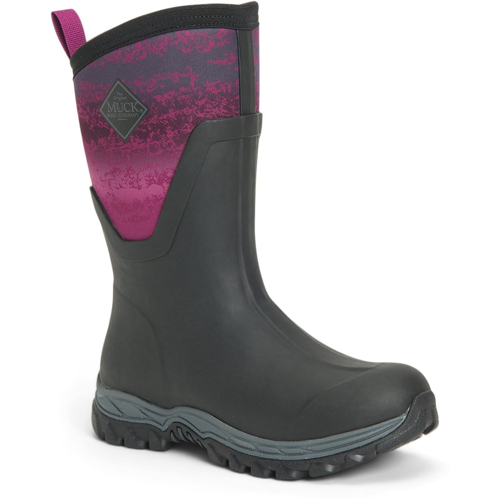 Muck Boots Arctic Sport Mid Stivali Da Pioggia Neri/Magenta In Gomma