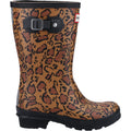 Hunter Original Short Leopard Print Stivali Di Gomma Da Donna In Ricco Tan/sella/nero
