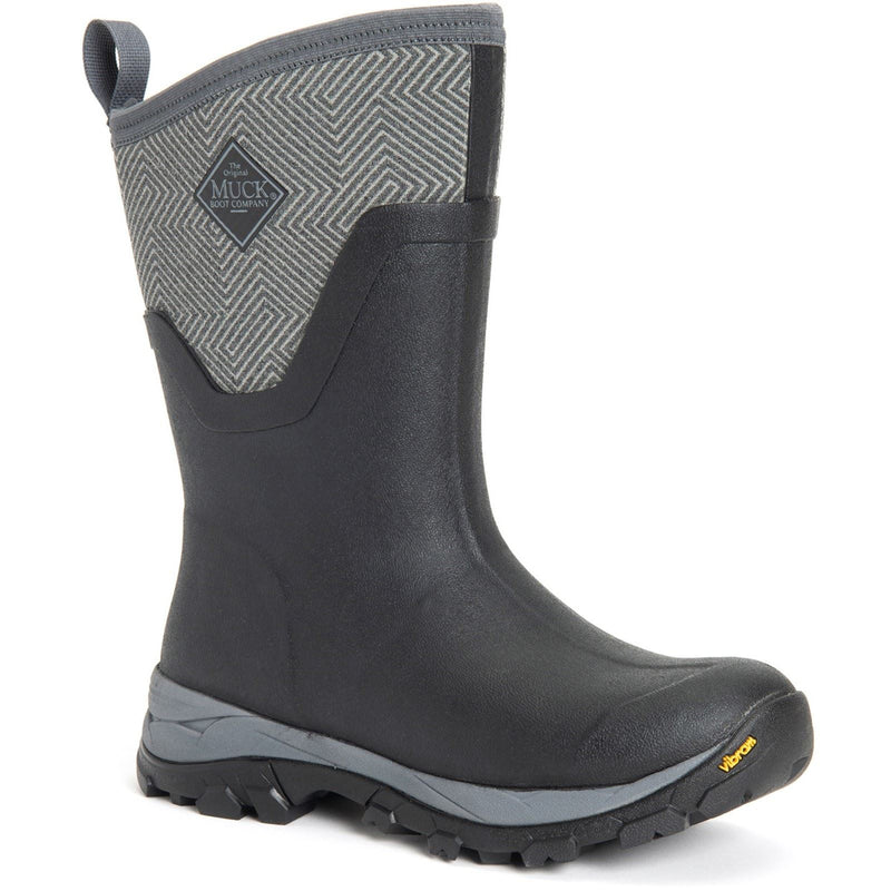 Muck Boots Arctic Ice Mid AGAT Stivali Da Pioggia Neri/Grigi Geometrici In Gomma