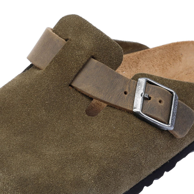 Birkenstock Boston Zoccoli Verdi In Camoscio