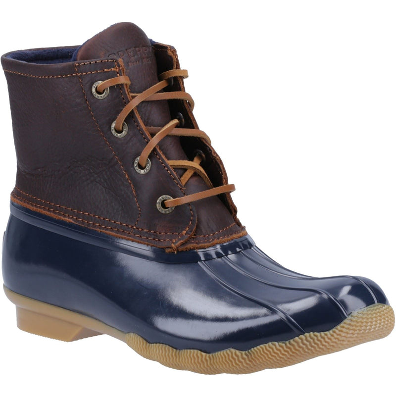 Sperry Saltwater Duck Stivali Di Gomma Color Cuoio/Marina In Ecopelle