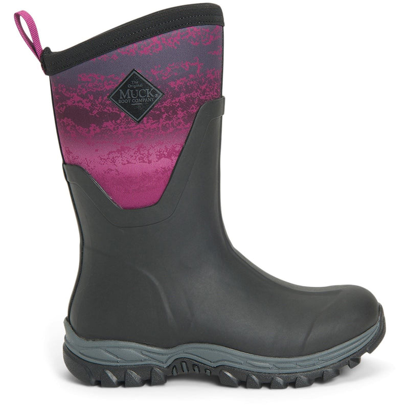 Muck Boots Arctic Sport Mid Stivali Da Pioggia Neri/Magenta In Gomma