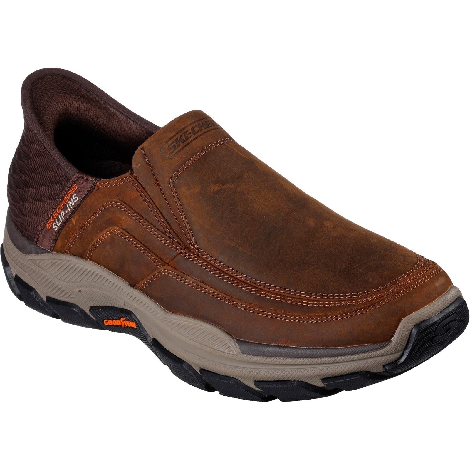 Skechers Respected Elgin Scarpe Da Mocassino In Pelle Marrone Scuro Da Uomo