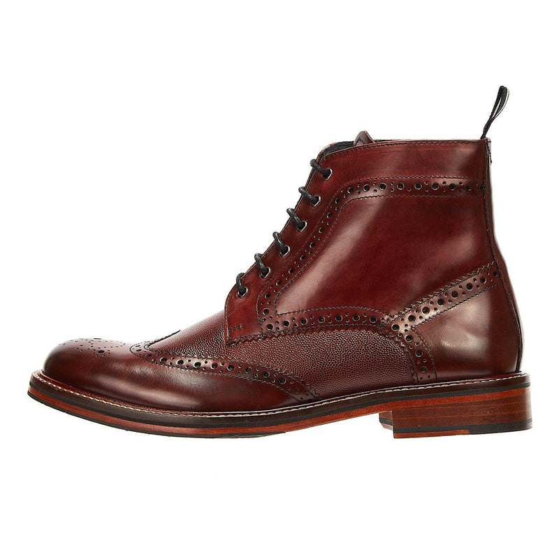 Ben Sherman Alfred Brogue Stivali Rossi In Pelle Da Uomo