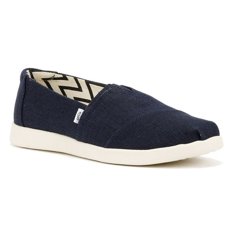 TOMS Alpargata Plus Heritage Scarpe Da Donna In Tela Blu Con Zeppa.