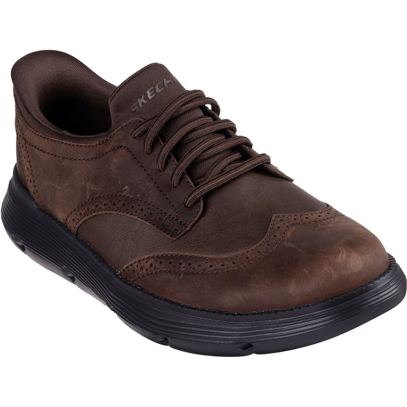 Skechers Garza Sully Scarpe Stringate In Pelle Da Uomo Color Cacao