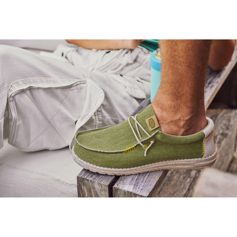 HEYDUDE Wally Coastline Scarpe Da Barca In Tessuto Color Oliva Da Uomo