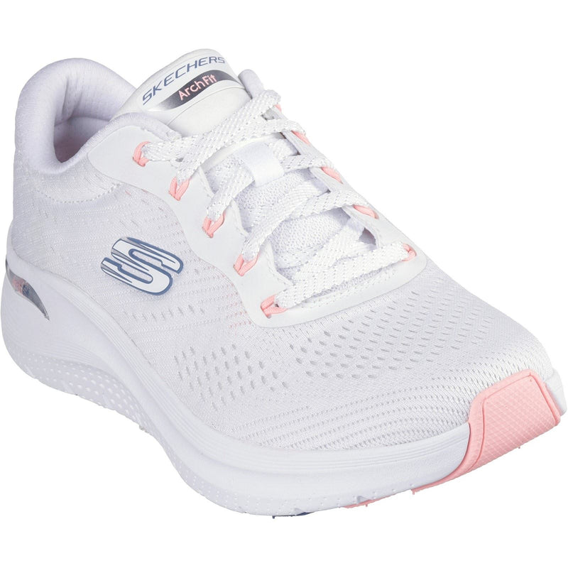 Skechers Arch Fit 2.0 Big League Sneakers Da Donna In Tessuto Bianco/Rosa/Blu