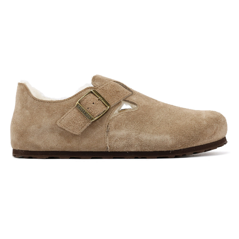 Birkenstock London Shearling Scarpe Beige In Camoscio Da Donna