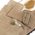 Birkenstock London Shearling Scarpe Beige In Camoscio Da Donna