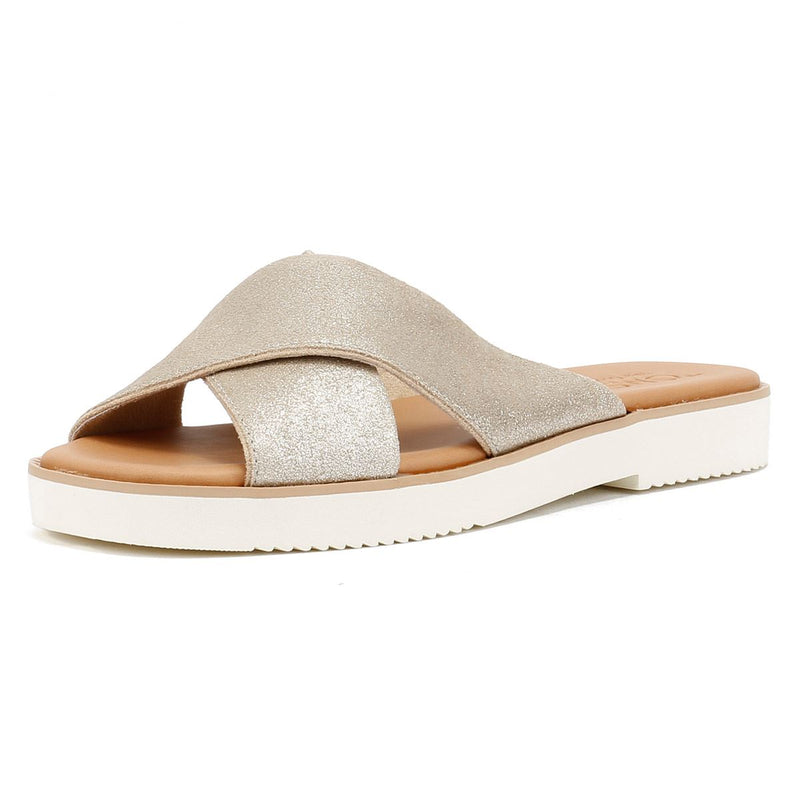 TOMS Mae Crossover Sandali Argento In Camoscio Da Donna