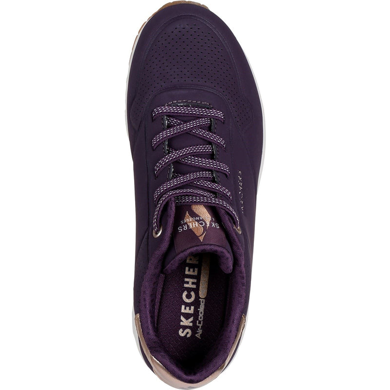 Skechers Uno Shimmer Away Sneakers Sintetiche Donna Color Viola Scuro