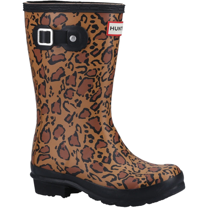 Hunter Original Short Leopard Print Stivali Di Gomma Da Donna In Ricco Tan/sella/nero