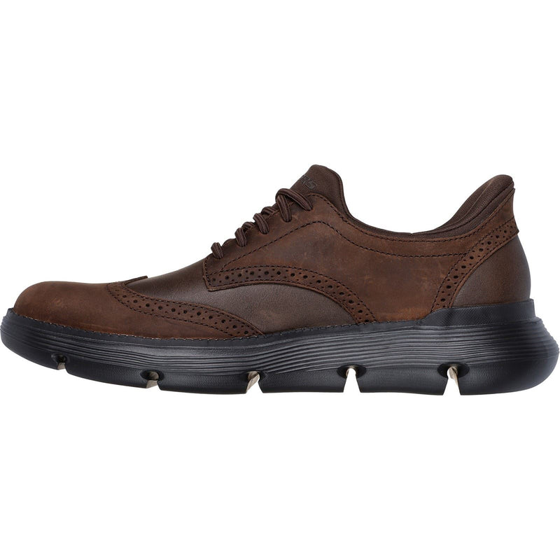 Skechers Garza Sully Scarpe Stringate In Pelle Da Uomo Color Cacao