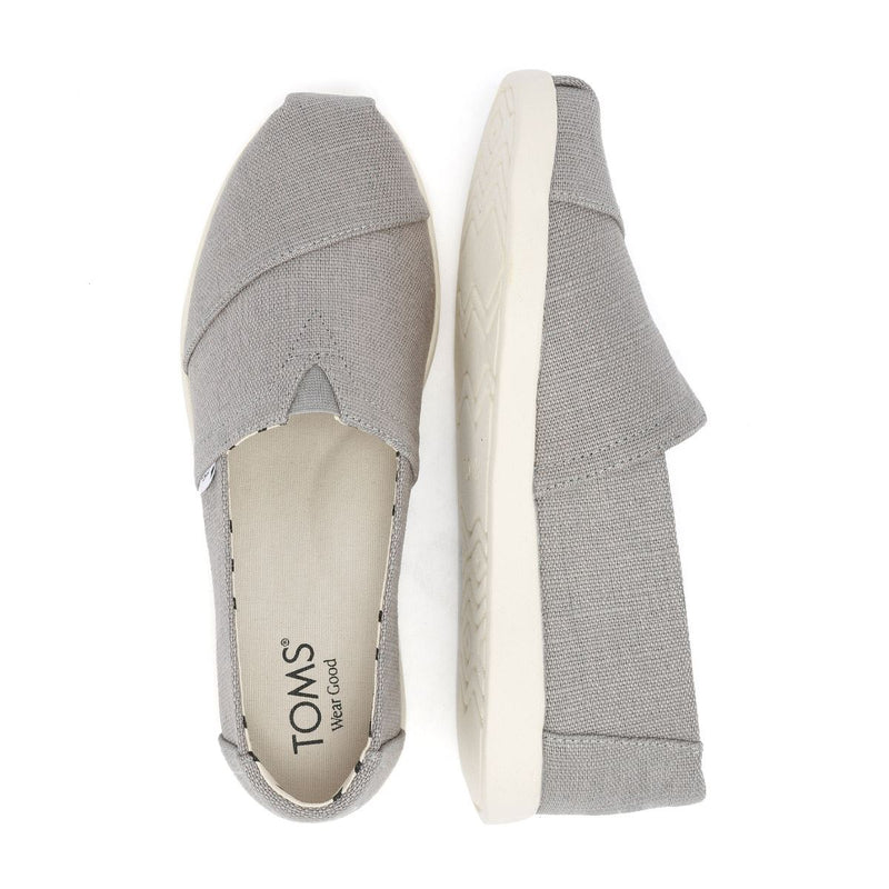 TOMS Alpargata Plus Heritage Scarpe In Tela Grigia Da Donna Con Zeppa.