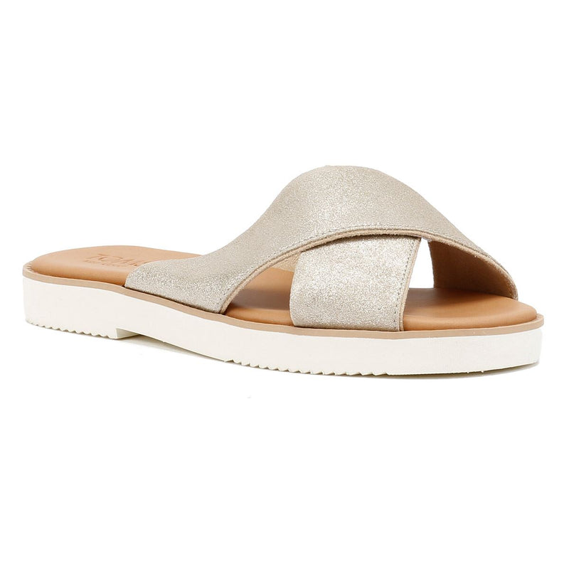 TOMS Mae Crossover Sandali Argento In Camoscio Da Donna