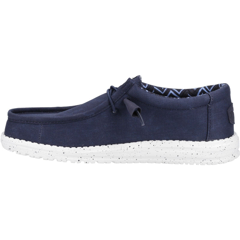 HEYDUDE Wally Canvas Scarpe Da Barca In Cotone Al 100% Per Uomo, Blu Scuro.