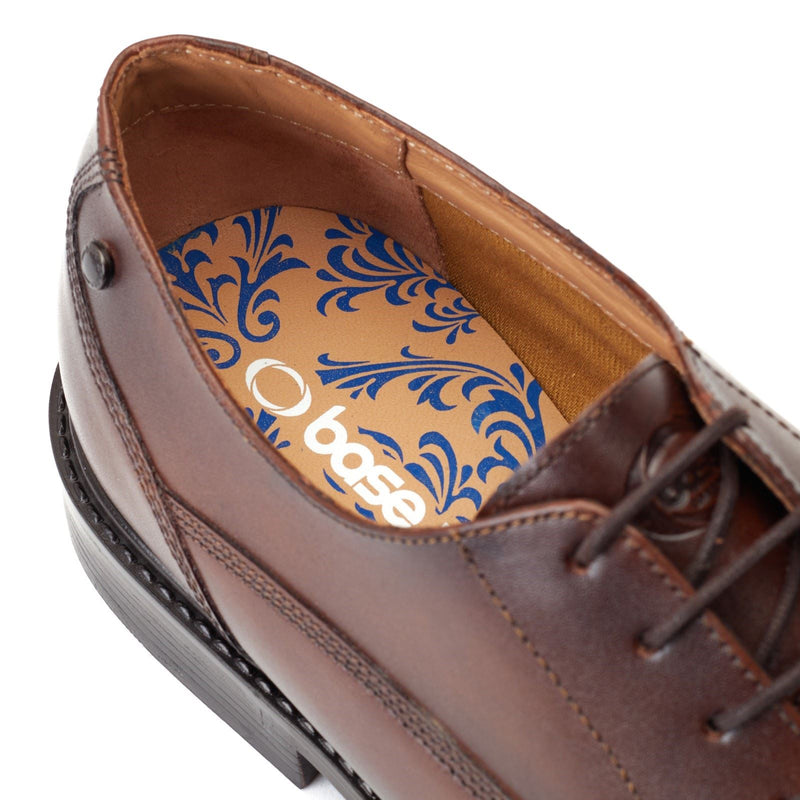 Base London Magnus Scarpe Oxford Marrone Bruciate Da Uomo In Pelle
