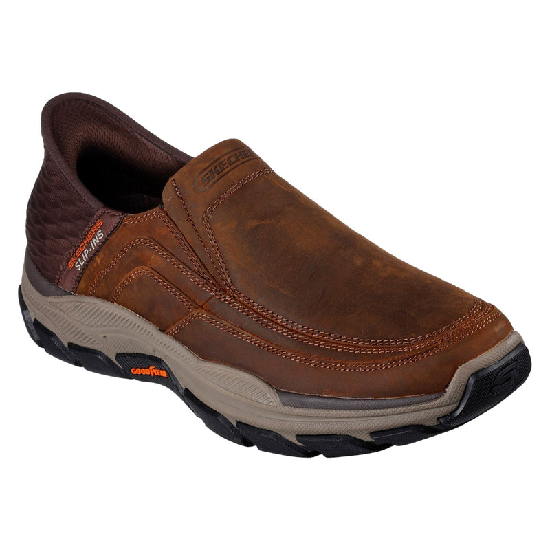 Skechers Respected Elgin Scarpe Da Mocassino In Pelle Marrone Scuro Da Uomo