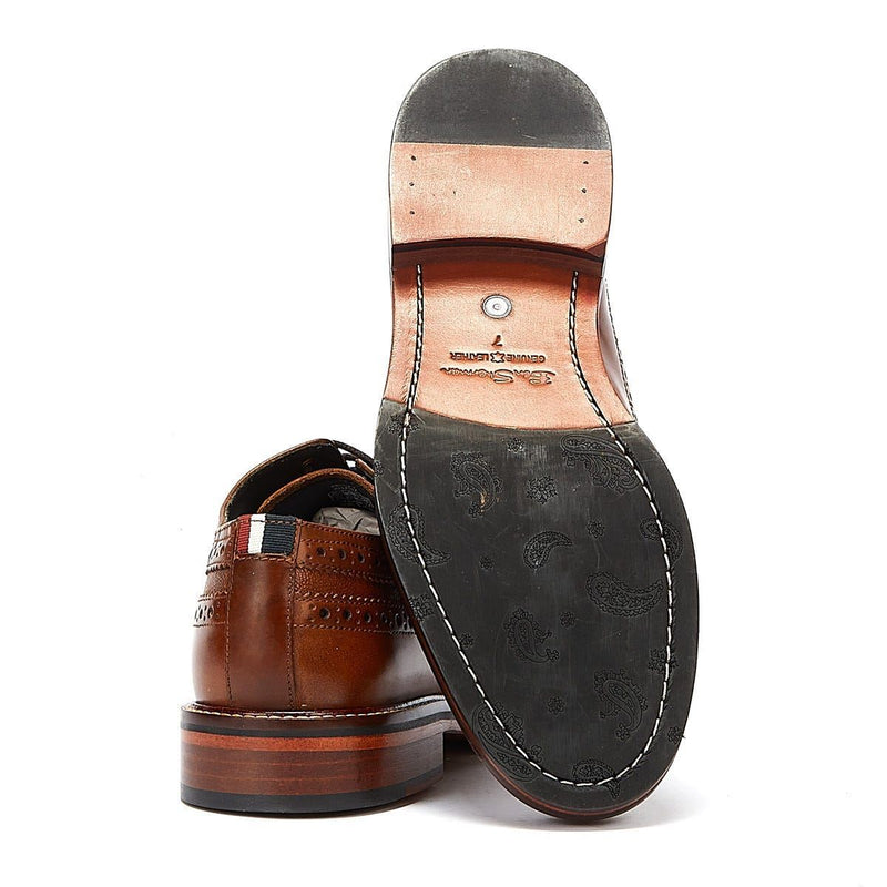 Ben Sherman Archie Brogue Scarpe Stringate Da Uomo In Pelle Marrone.