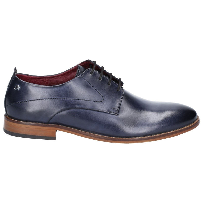 Base London Script Washed Scarpe Oxford In Pelle Blu Scuro Da Uomo