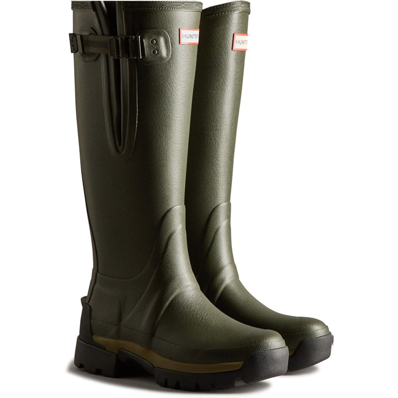 Hunter Balmoral Adjustable Stivali Di Gomma Da Donna Color Verde Oliva Scuro