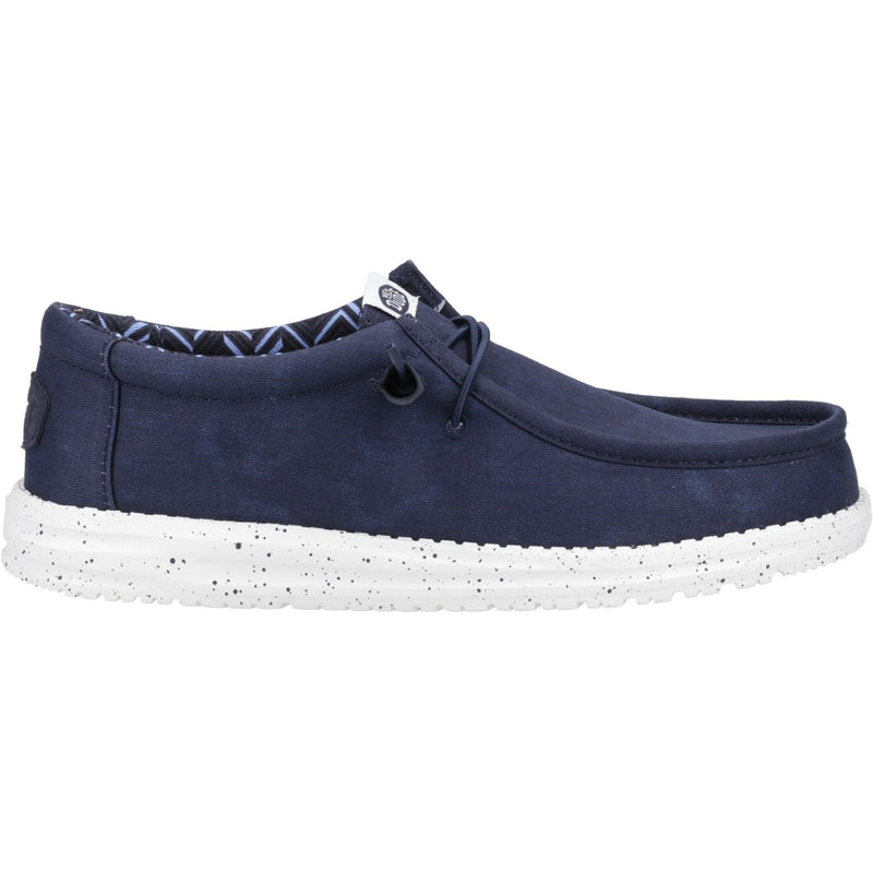 HEYDUDE Wally Canvas Scarpe Da Barca In Cotone Al 100% Per Uomo, Blu Scuro.