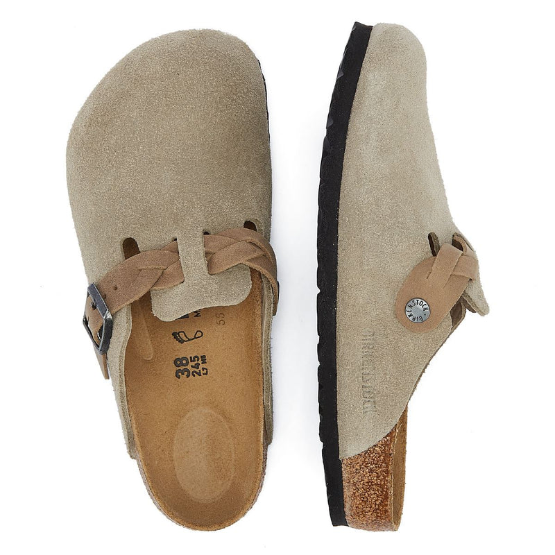 Birkenstock Boston Zoccoli Regolare In Camoscio Color Taupe Da Donna