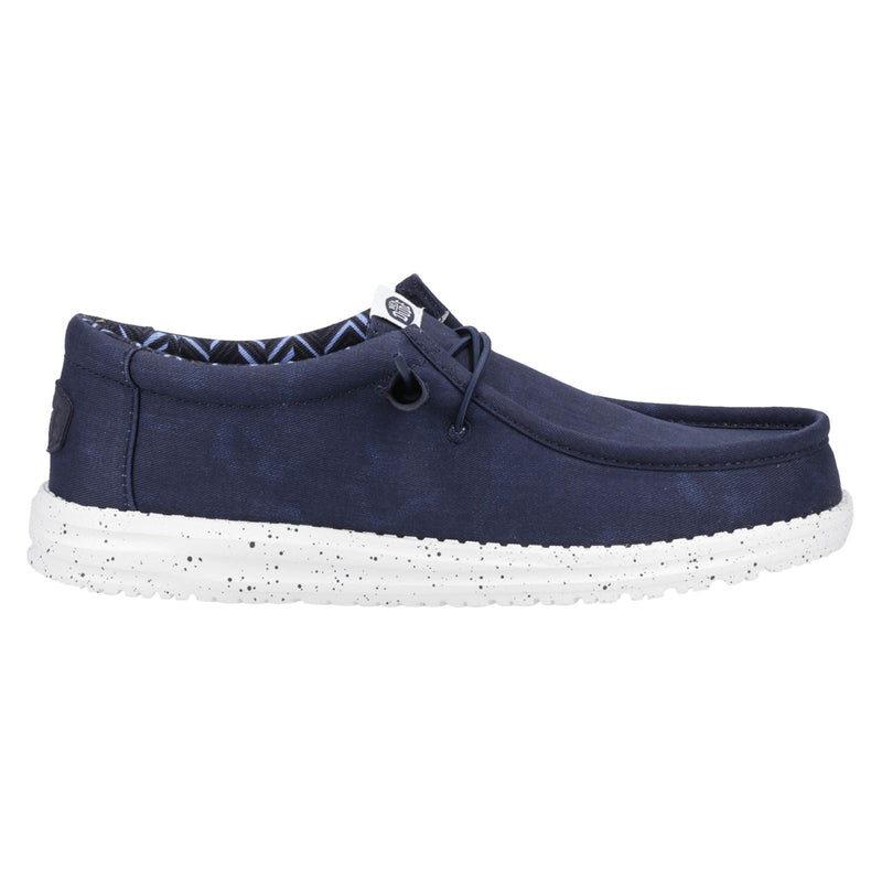HEYDUDE Wally Canvas Scarpe Da Barca In Cotone Al 100% Per Uomo, Blu Scuro.