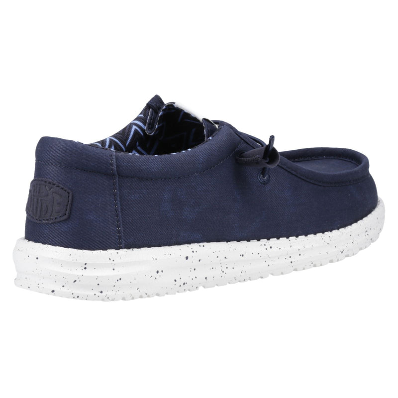 HEYDUDE Wally Canvas Scarpe Da Barca In Cotone Al 100% Per Uomo, Blu Scuro.