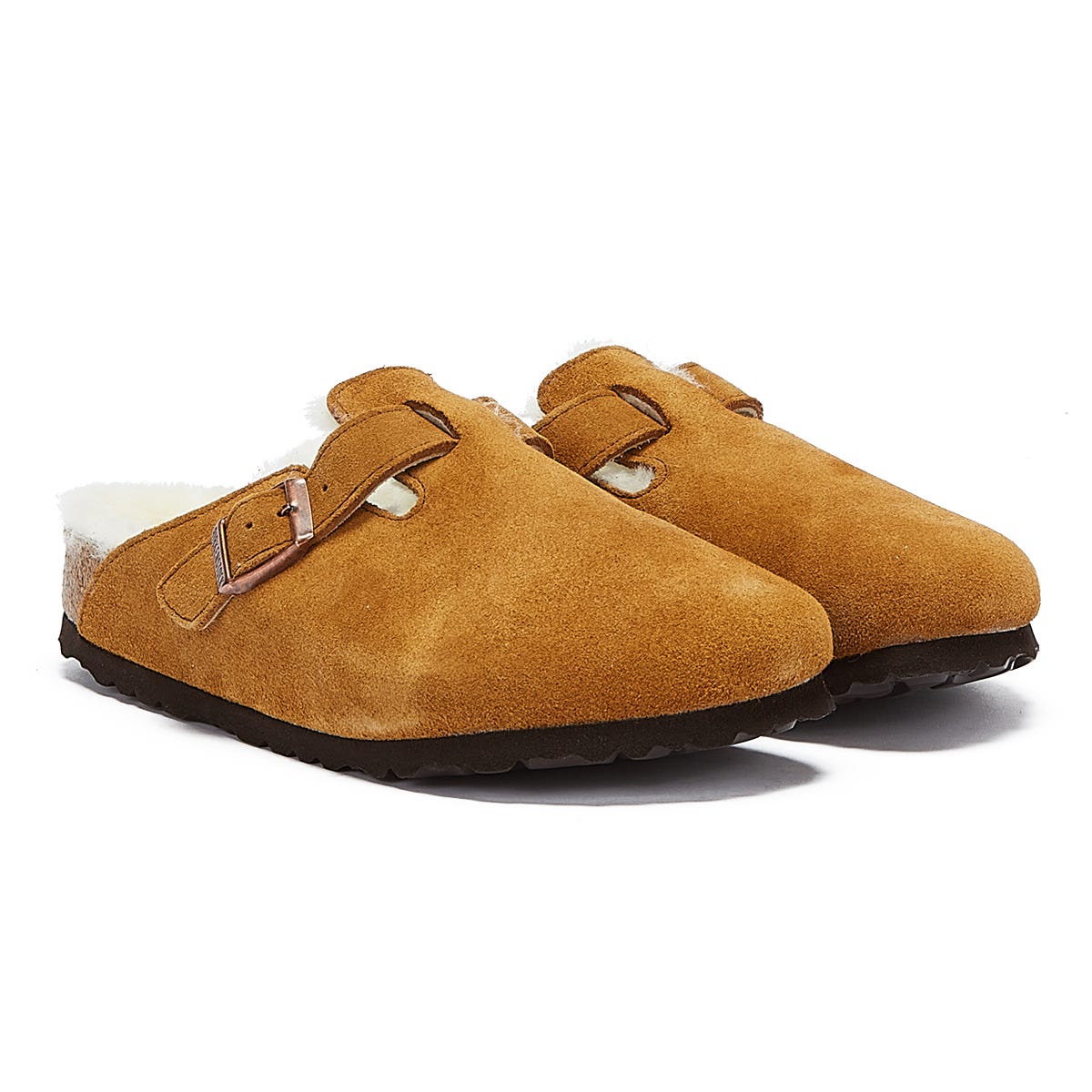 Pantofole Birkenstock Boston in visone shearling