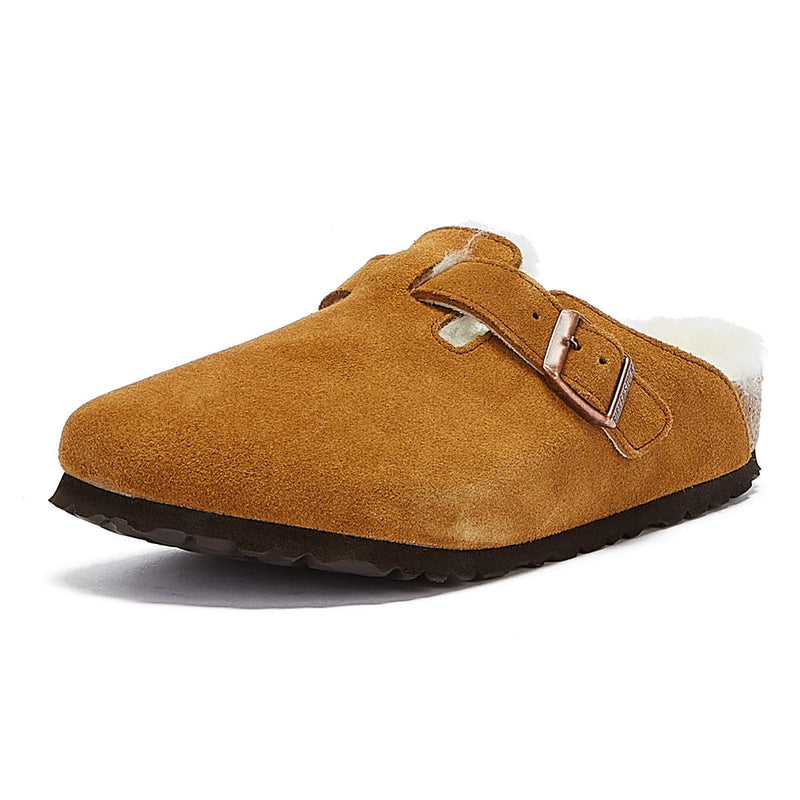 Pantofole Birkenstock Boston in visone shearling