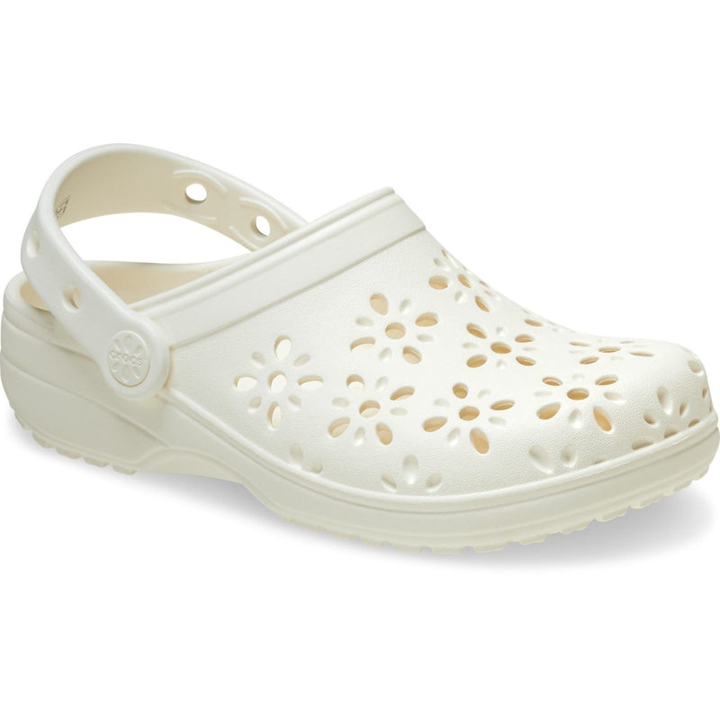 Crocs Classic Floral Cut Out Ciabatte Da Lavoro In Gesso Termoplastico