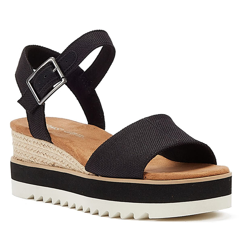 TOMS Diana Canvas Zeppa Donna Sandalo Nero