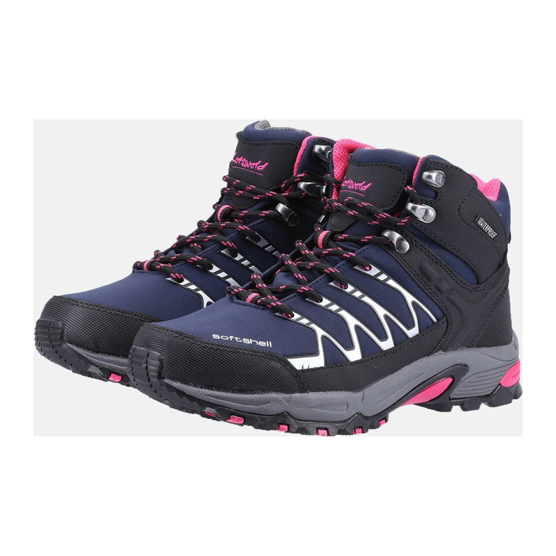 Cotswold Abbeydale Mid Stivali Da Trekking In Gomma Da Donna Blu/Nero/Fucsia