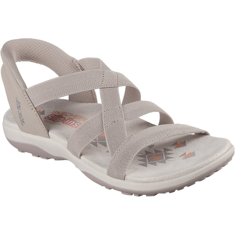 Skechers Reggae Slim Stretch Flex Sandali Da Donna Color Taupe In Tessuto