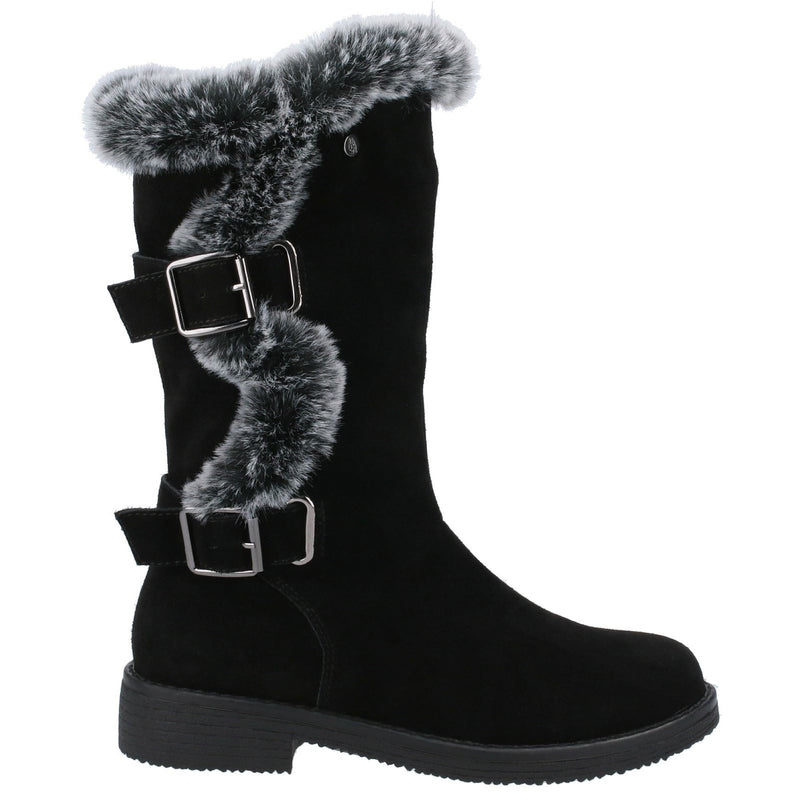 Hush Puppies Megan Wide Stivali Da Donna In Pelle Scamosciata Neri