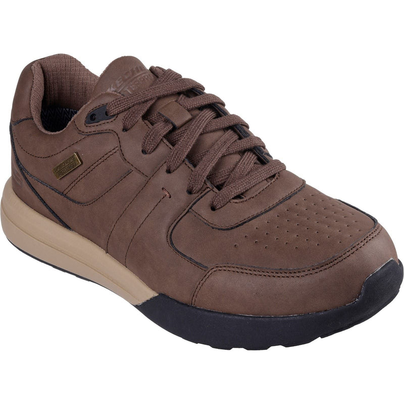 Skechers Netson Gander Scarpe Da Uomo In Pelle Marrone Con Lacci In Poliuretano