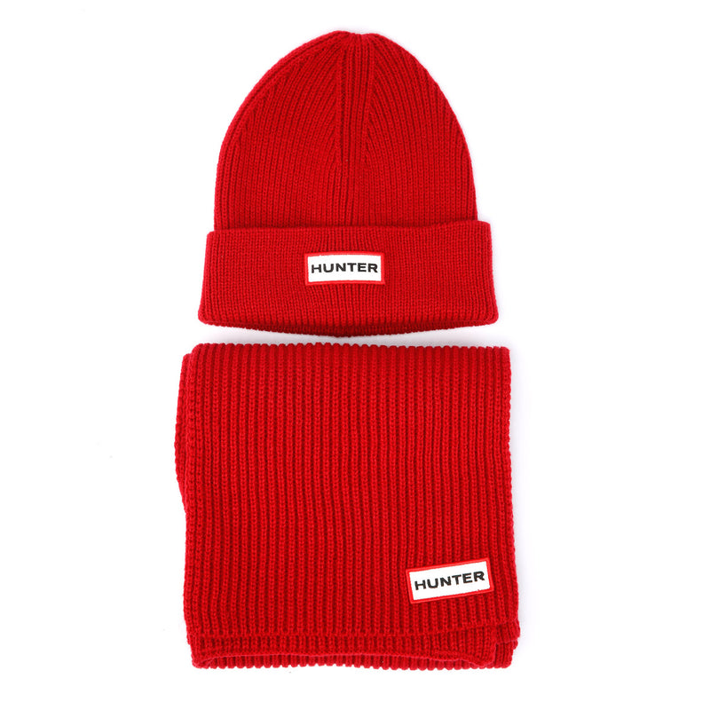 Hunter Jura Beanie Hat/Scarf Boxset Rosso Acrilico