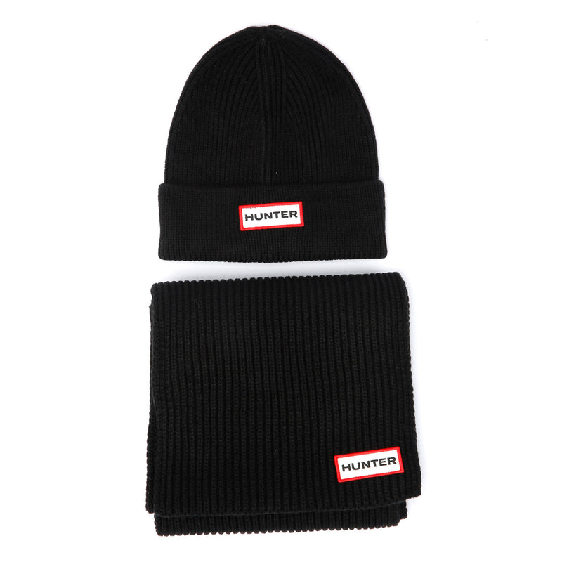 Hunter Jura Beanie Hat/Scarf Boxset Nero Acrilico