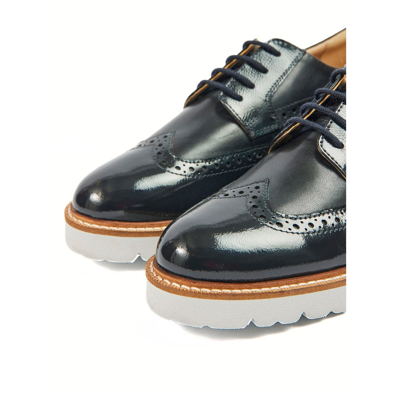 Pod Kortney Scarpe Brogue In Vernice Blu Scuro Da Donna In Pelle