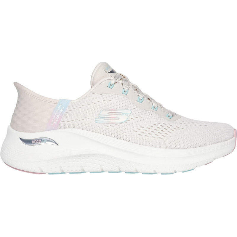 Skechers Arch Fit 2.0 Easy Chic Scarpe Da Ginnastica Donna In Tessuto Naturale/Rosa