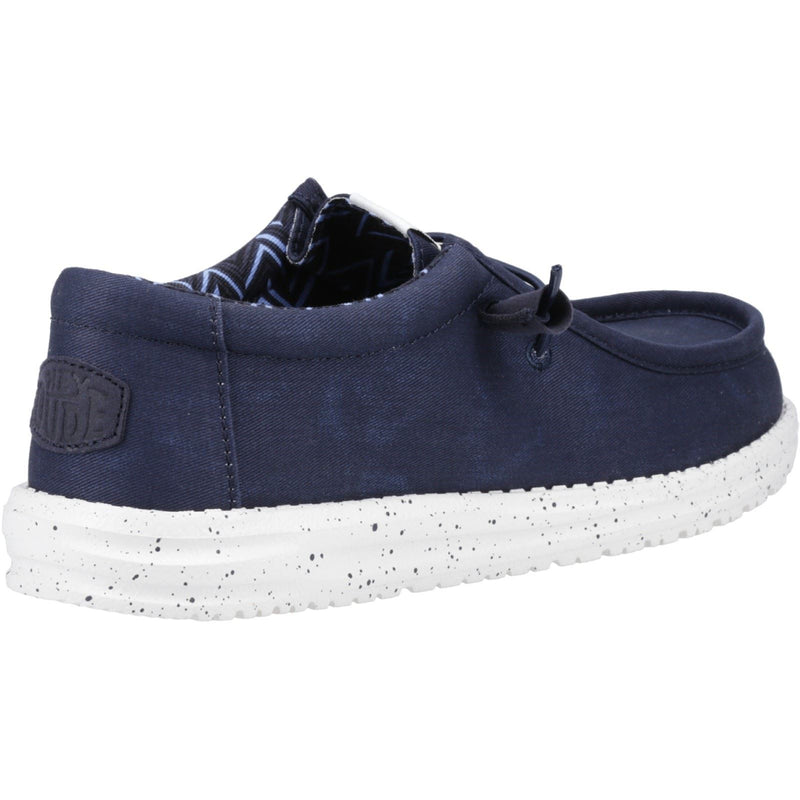HEYDUDE Wally Canvas Scarpe Da Barca In Cotone Al 100% Per Uomo, Blu Scuro.