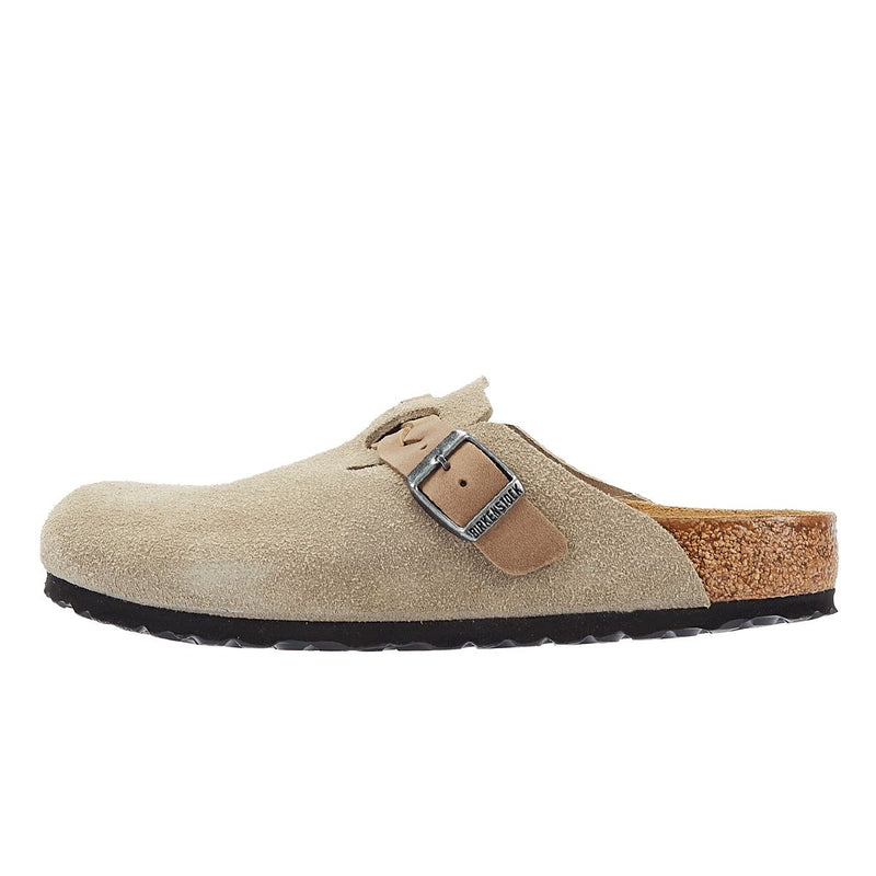 Birkenstock Boston Zoccoli Regolare In Camoscio Color Taupe Da Donna