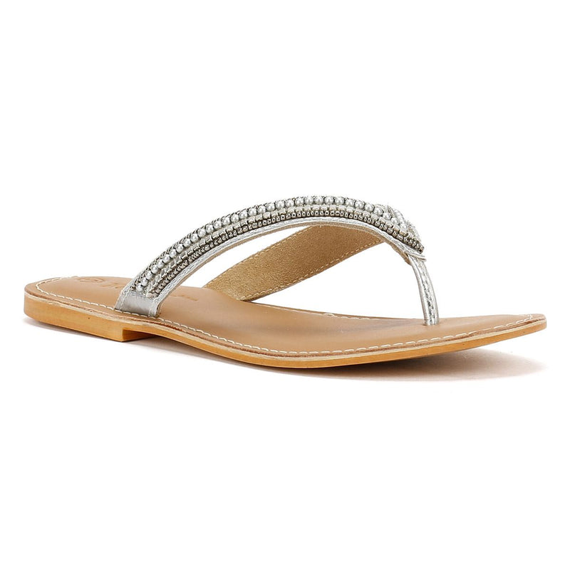 Tower London Metallic Bead Thong Sandali Argento Da Donna